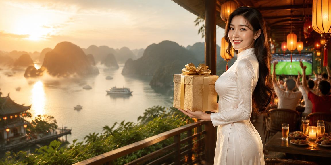 Phụ nữ mặc áo dài tại Hội An tra cứu thông tin ưu đãi nạp tiền trên điện thoại
