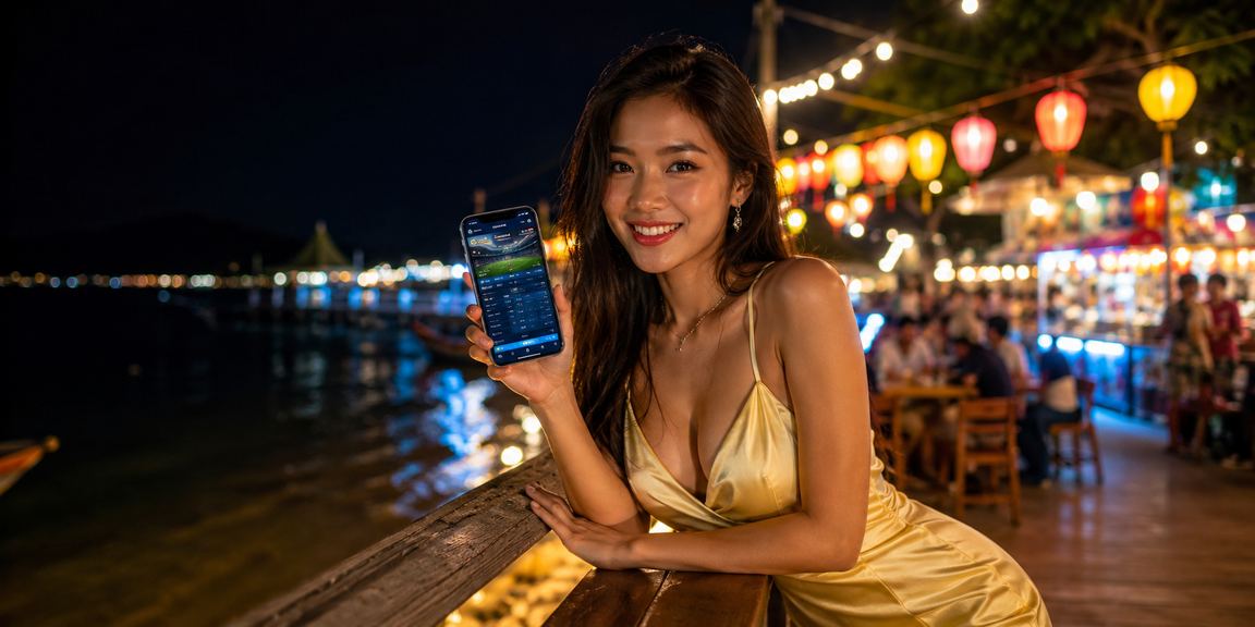 Người dùng trải nghiệm casino trên điện thoại tại chợ đêm Phú Quốc